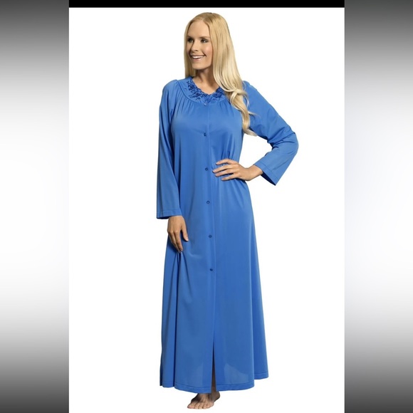 Shadowline SET Nightgown AND Robe Long Blue Size Small - Picture 1 of 2